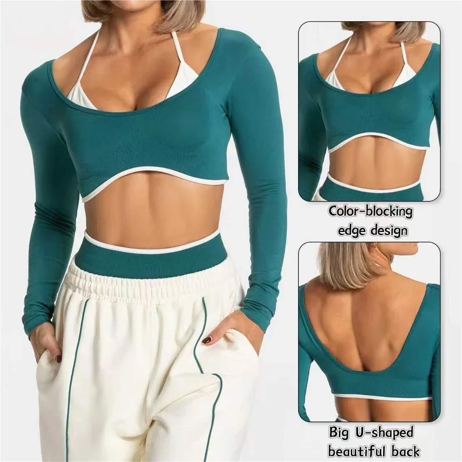 关键词 Set Yoga Donna Set da Yoga Donna 2 Pezzi Senza Cuciture Lmpact Palestra Collant a Maniche Lunghe Top Pantaloncini Fitness Abiti Allenamento