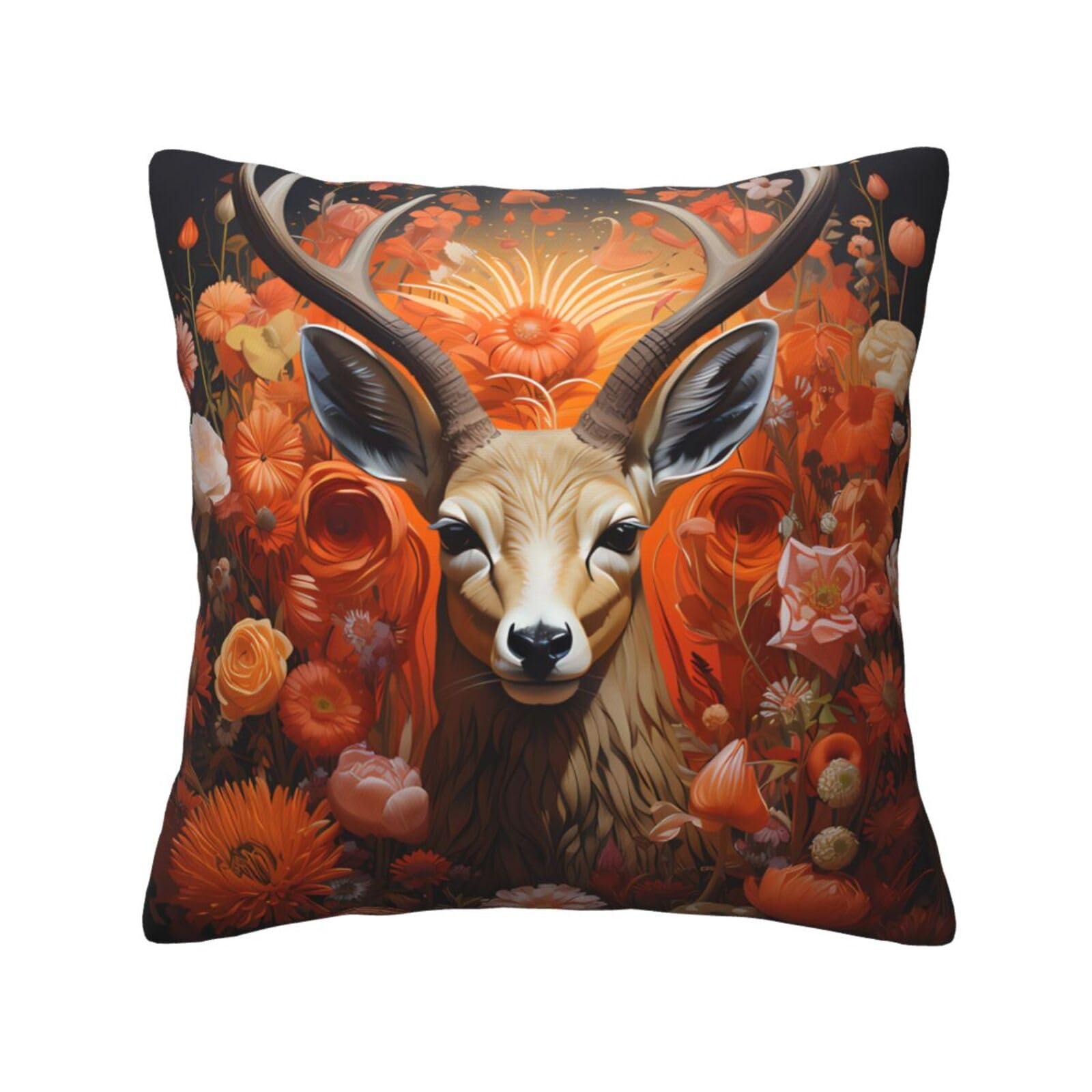 SXZVVBN Antelope and FlowersDecorative Square Sofa Cushion Covers