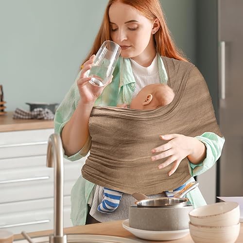 Miniatura 14 de TKKOK Portabebés, portabebés unisex, ligero y ultrasuave, fácil de llevar, perfecto para niños recién nacidos Negro/Beige,Gris claro,Caqui