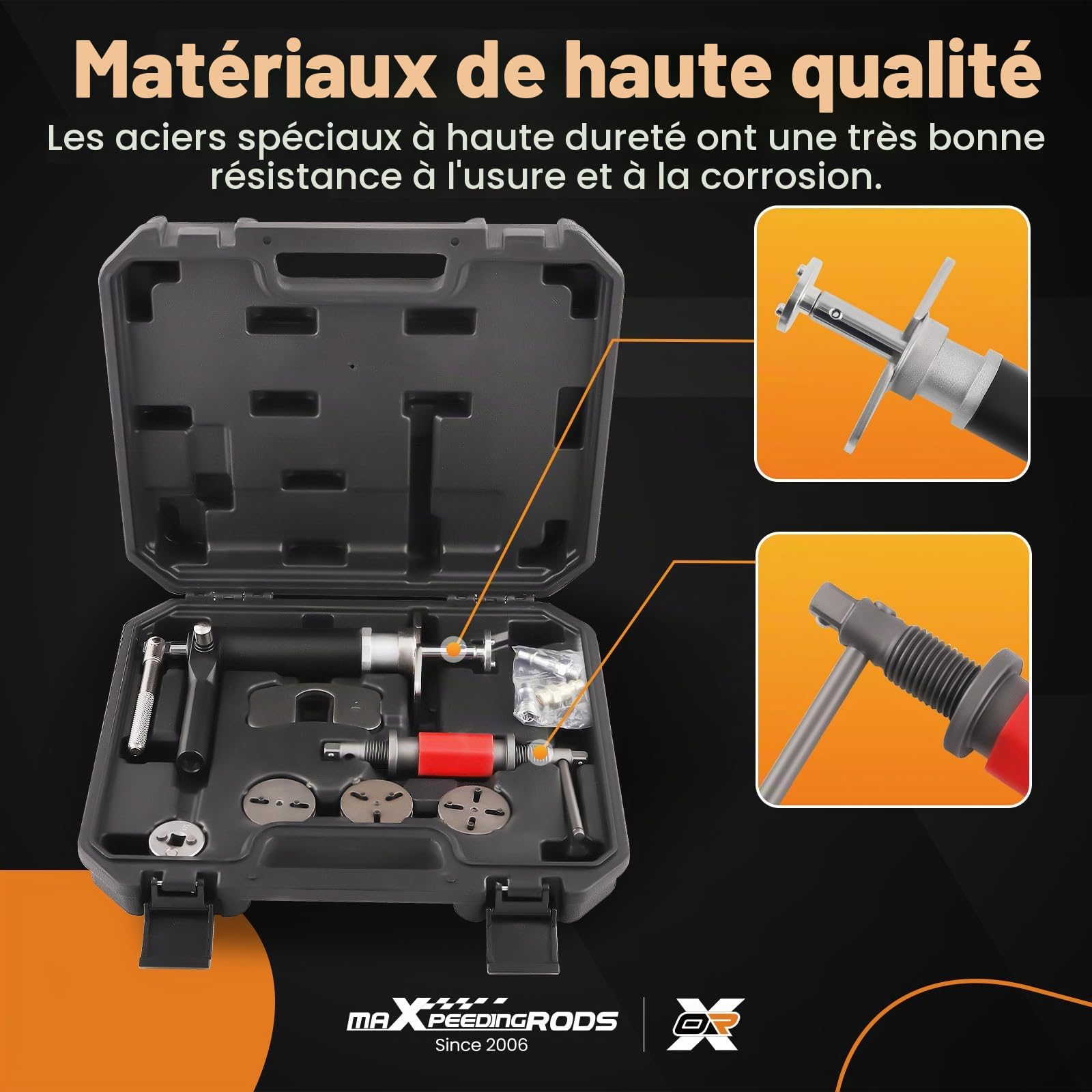 maXpeedingrods Jeu d'outils universels de repousse-piston de frein 8 pièces, 3/8 Zoll (9.525MM) universel d'outils de réinitialisation des pistons de frein de Disque Outil et adaptateurs