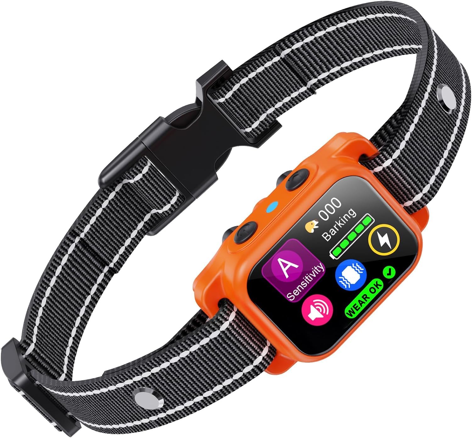 Dog Bark Collar, Next-Gen Physical Vibration Sensor Bark Collar, Anti Barking Training Collar with Intensity Beep Vibration Shock, Rechargeable Smart Bark Collar for Small Medium Large Dogs - Orange