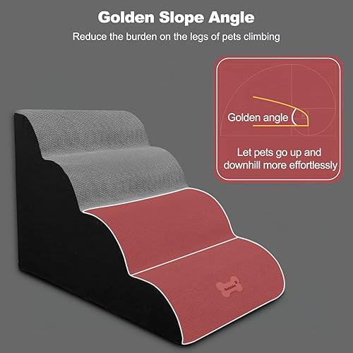 Miniatura 2 de Escaleras para perros, 4 escalones antideslizantes para mascotas, escalones para perros para sofá cama alta con funda lavable, rampas de esponja de