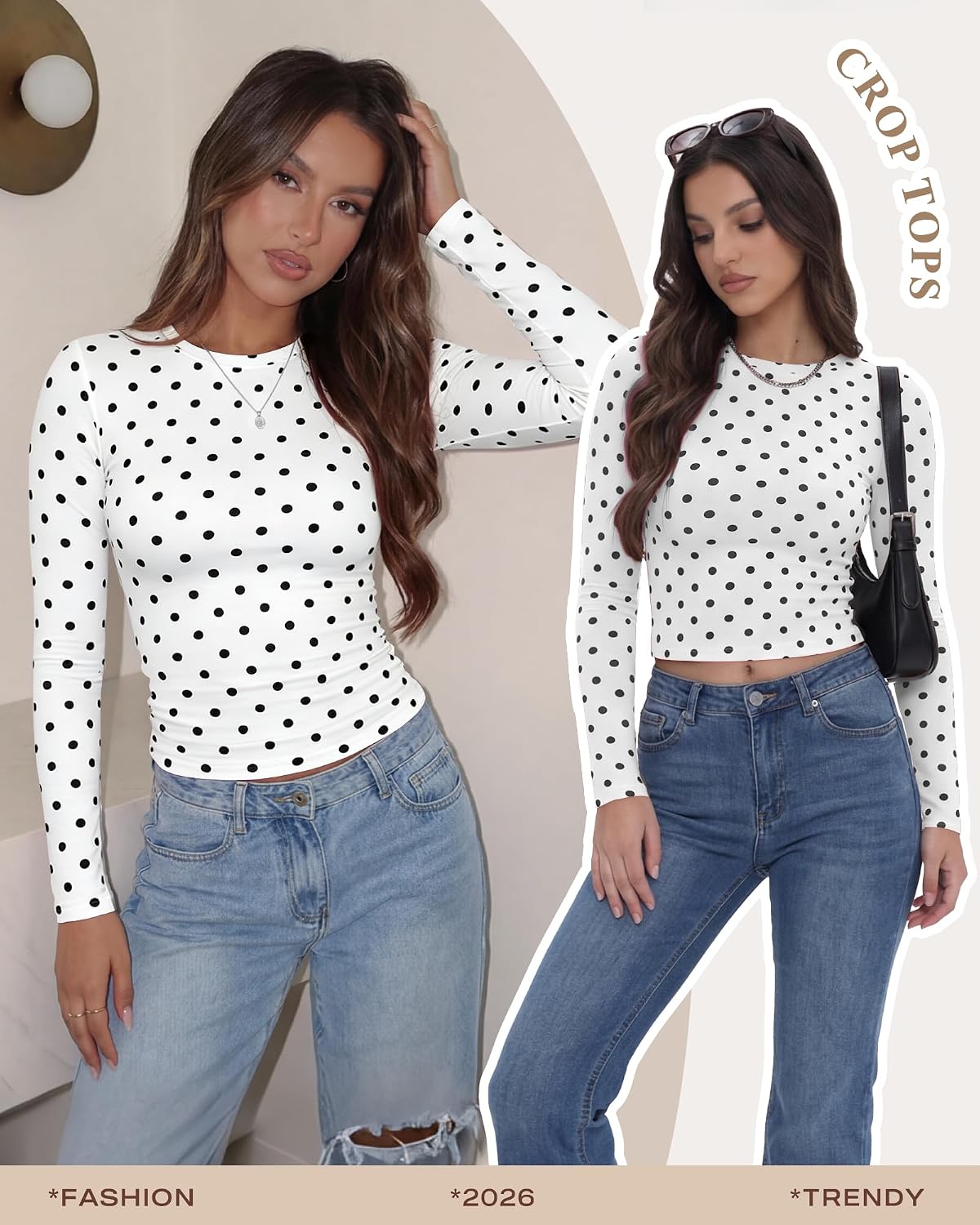  Long Sleeve Shirts for Women Fall Fashion Workout Crop Top Y2K 2026 thumbnail
