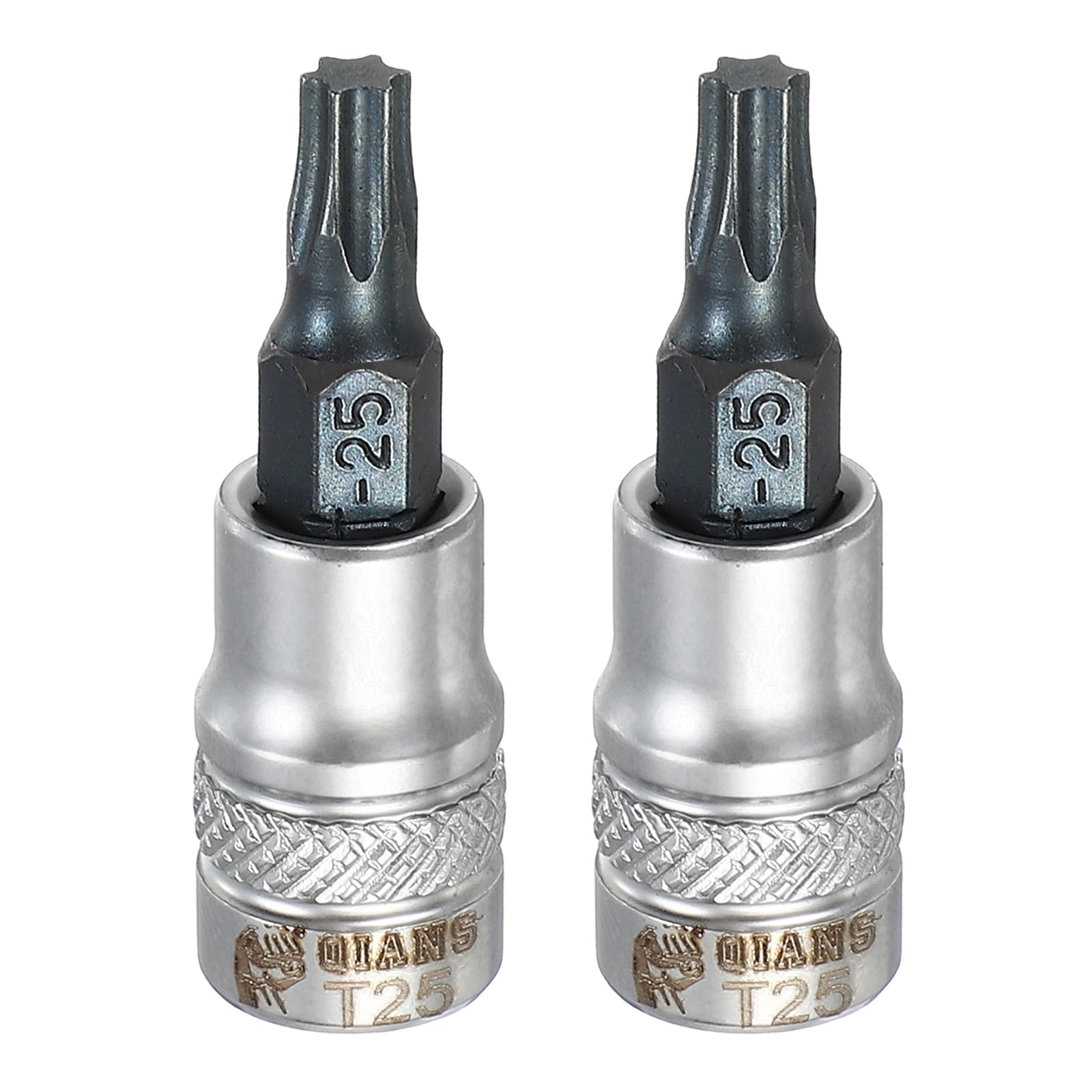 sourcing map 2Pcs Torx Bit Socket 1/4" Drive T25 S2 Steel Torx Head Screwdriver Drill Bits CR-V Steel Socket Adapter for Home Auto Axle Hex Nuts Bolts Repair