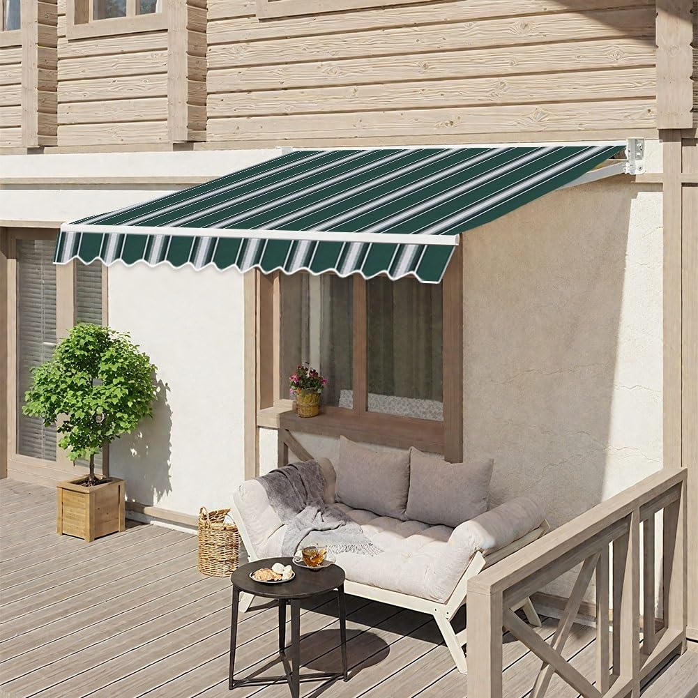 Zapasowa tkanina markizy na wysuwane markizy od 3 m do 5,5 m, osłona przeciwsłoneczna do ogrodu, na balkon i patio (zielona, 3 x 1,5 m)