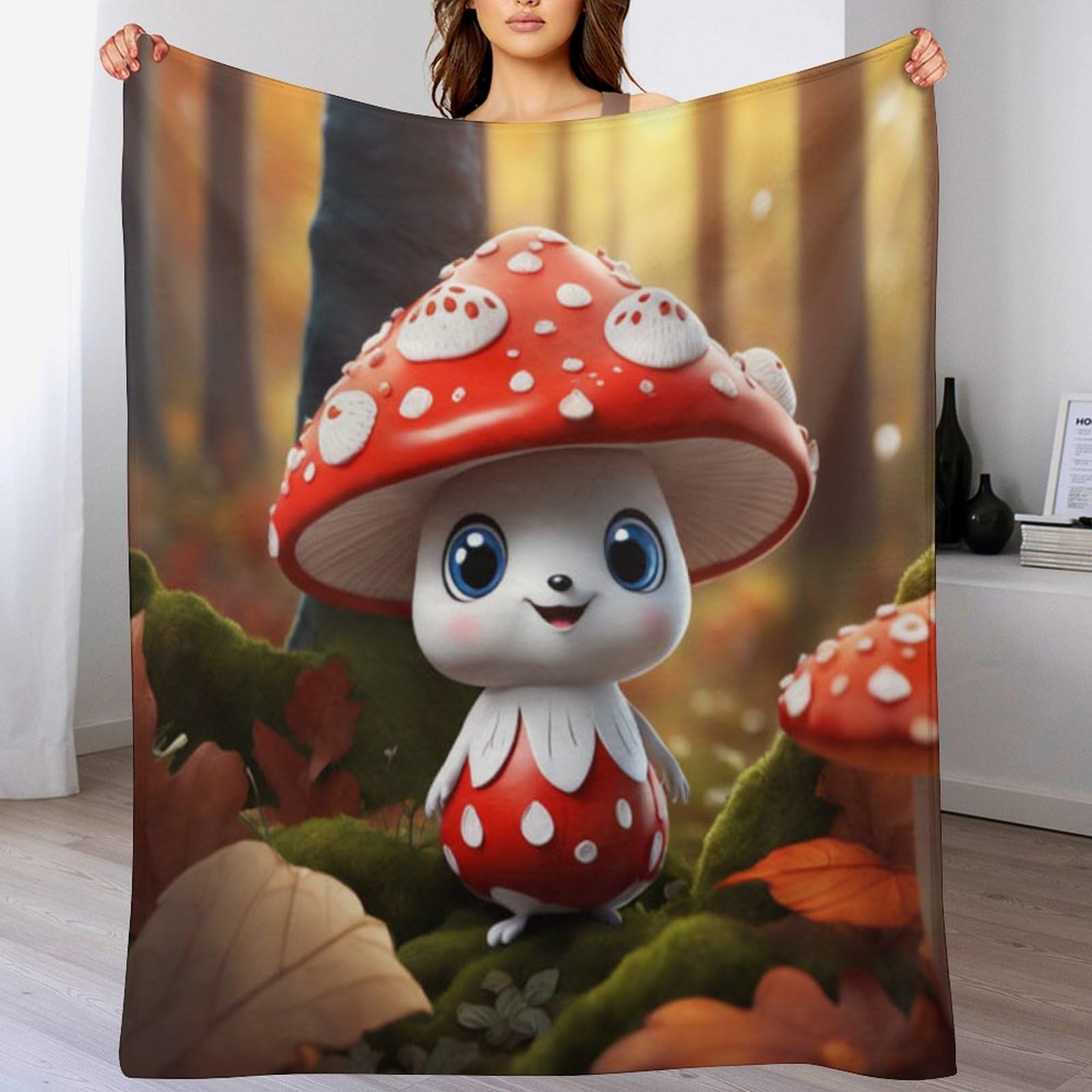 Couverture polaire champignon pour soirées cocooning canapé