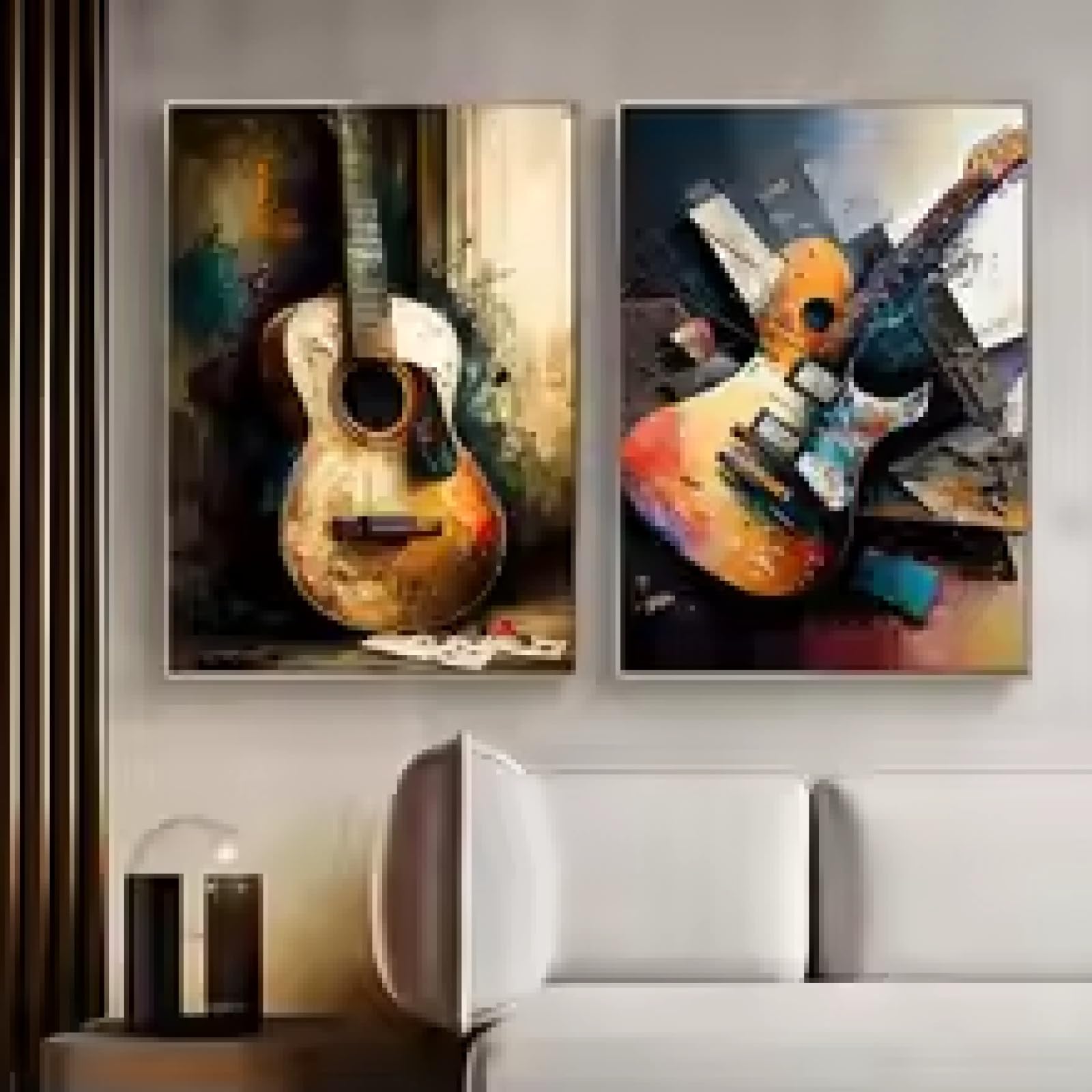 Impression sur toile guitare abstraite d'art avec cadre de finition soignée - 8