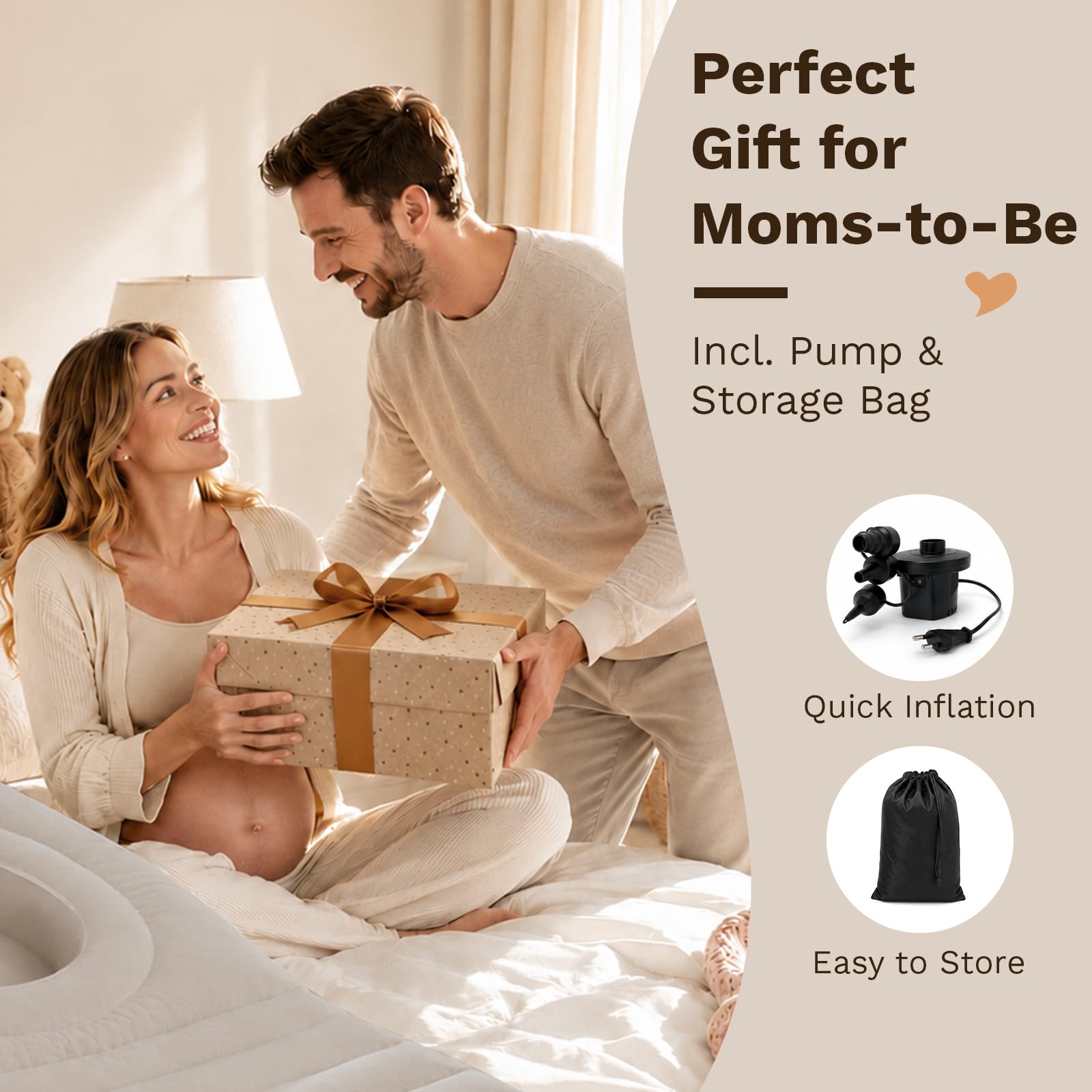 Almohada Inflable para Embarazo, Colchón Inflable de PVC Perforado