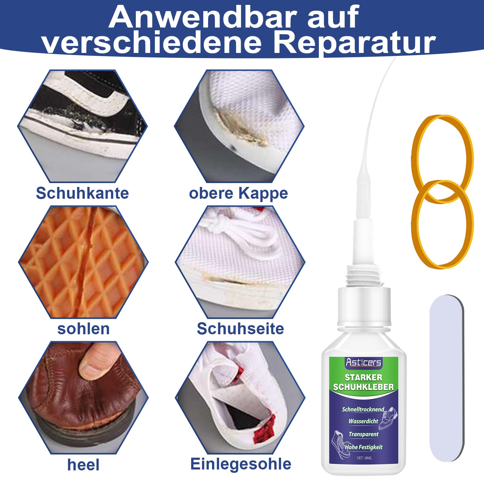 Schuhkleber, Transparenter Schuhsohlen Kleber, Extra Stark Wasserfest, Zum Reparieren Von Getragenen Schuhen, Stiefeln, Leder Usw (Schuhkleber 30g, 1) Baumarkt