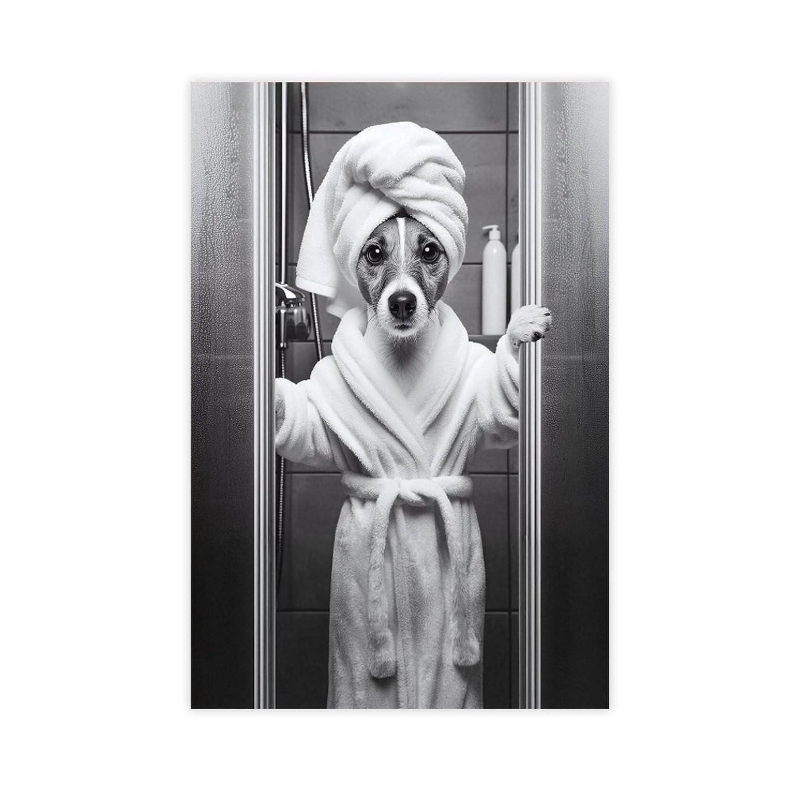 Qgvbgf Jack Russell Terrier Bathroom Canvas Poster Bedroom Decor Landscape Office Room Decor Gift 12X18inch(30X45cm)