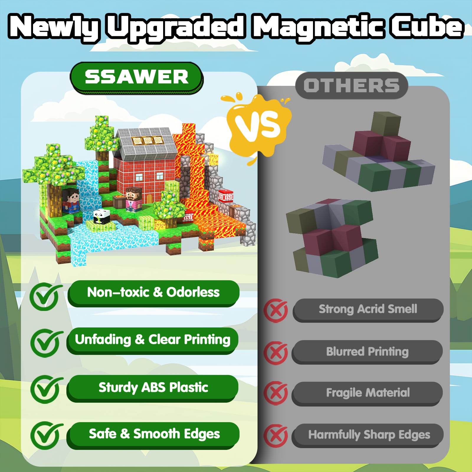 SSAWER Magnetic Blocks, 150PCS Magnetic Building Blocks - Image 4