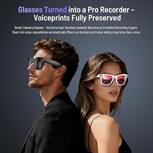 Miniatura 9 de Lentes inteligentes AI para hombres y mujeres, gafas de cámara antivibración de 800 W, traducción en tiempo real, reconocimiento de objetos AI,