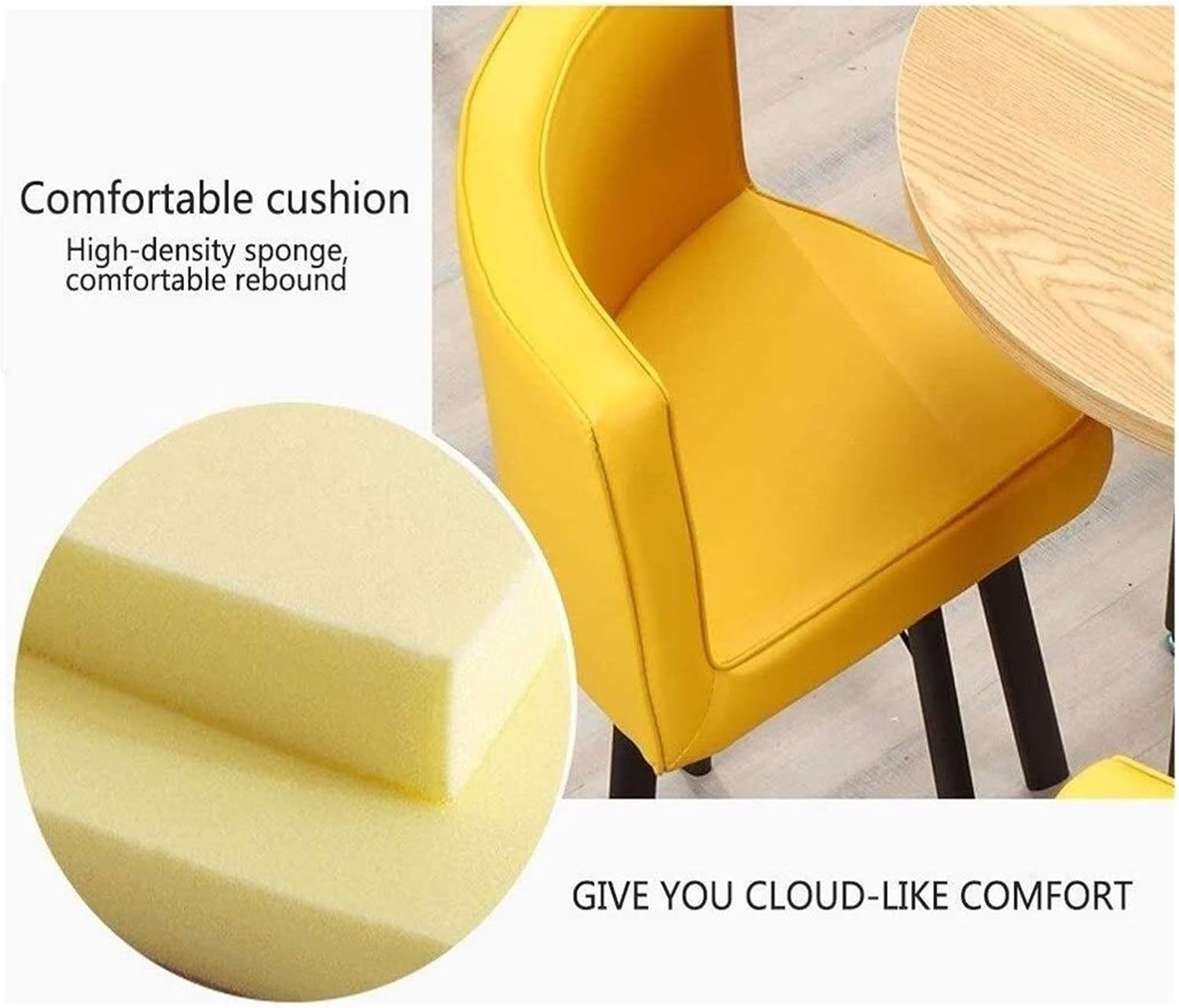Leisure Table and Chair Set Office Conference Room Business Negotiation Reception 90cm Square Table Home Living Room (Color : Green) (Yellow)
