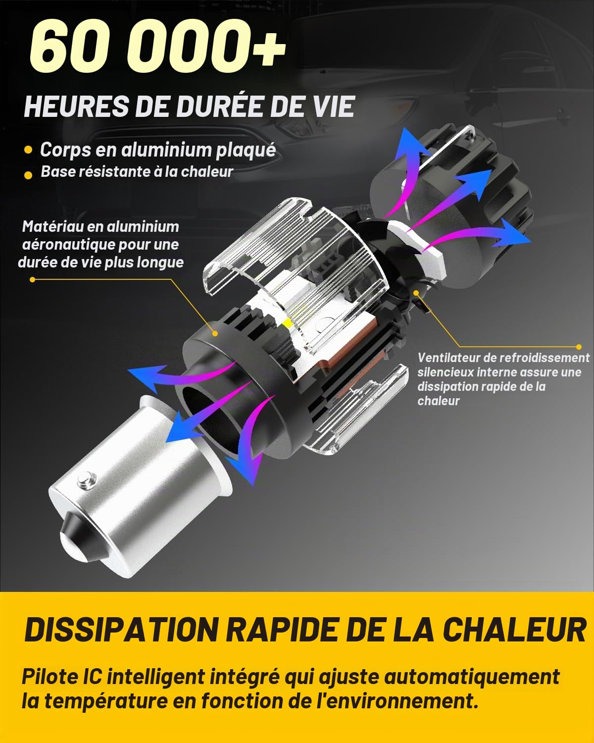 PY21W BAU15S Ampoules LED 100% Canbus Sans Erreur 12V Super Lumineuses 6500K Blanc 581 7507 1056 Ampoule Remplacement pour Voiture Feu de Recul DRL Feux de Jours Arrière Clignotant, 2 Pièces