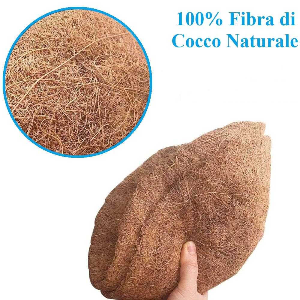 VIRSUS Cesti Portavasi Sospesi in Fibra di Cocco 7486, Diametro 30 cm, Struttura e Gancio in Metallo Verniciato Nero, Fioriera vaso da Appendere, Decorazioni per Piante e Fiori (6)
