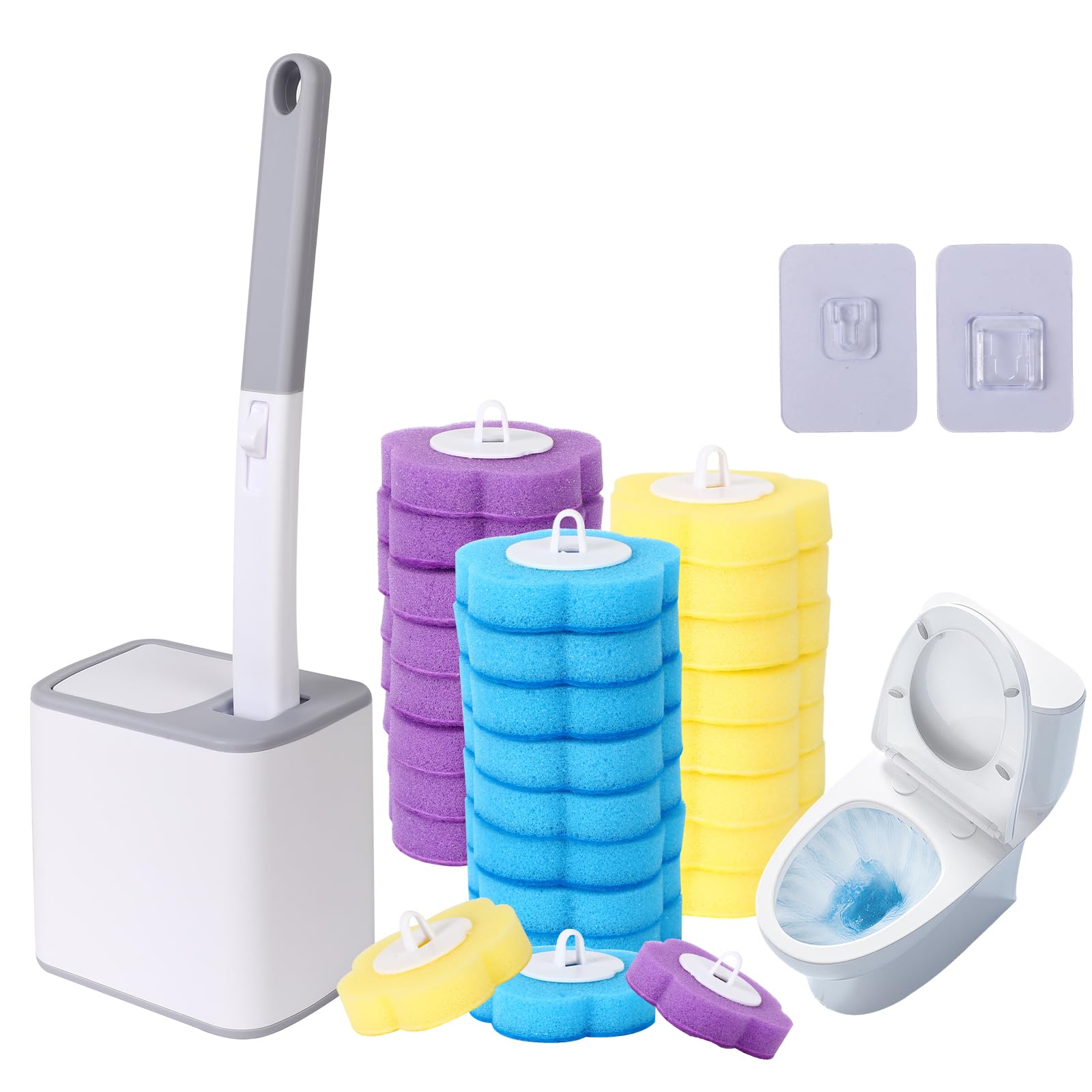 View 1 of **MISSING PARTS** Disposable Toilet Brush, Toilet Bowl Cleaning System,Powerful Cleaning, Disposable Toilet Cleaner,with 24 Toilet Wand Refills, for Toilet Bowl Cleaners,Bathroom Cleaning