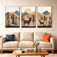 Vista 12 de Zessonic Arte abstracto de pino para pared, bosque de pinos nórdicos, obra de arte neutra brumosa, impresiones en lienzo enmarcadas de Wabi Sabi