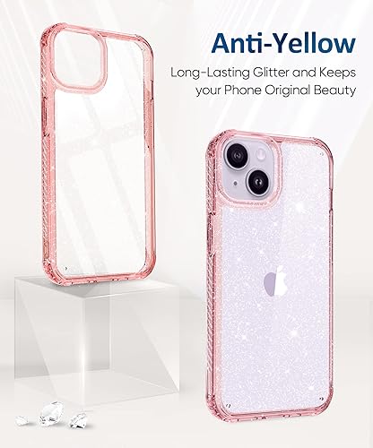 Miniatura 23 de MIODIK Funda compatible con iPhone 13 Pro, con protector de pantalla + protector de lente de cámara, funda protectora de purpurina transparente