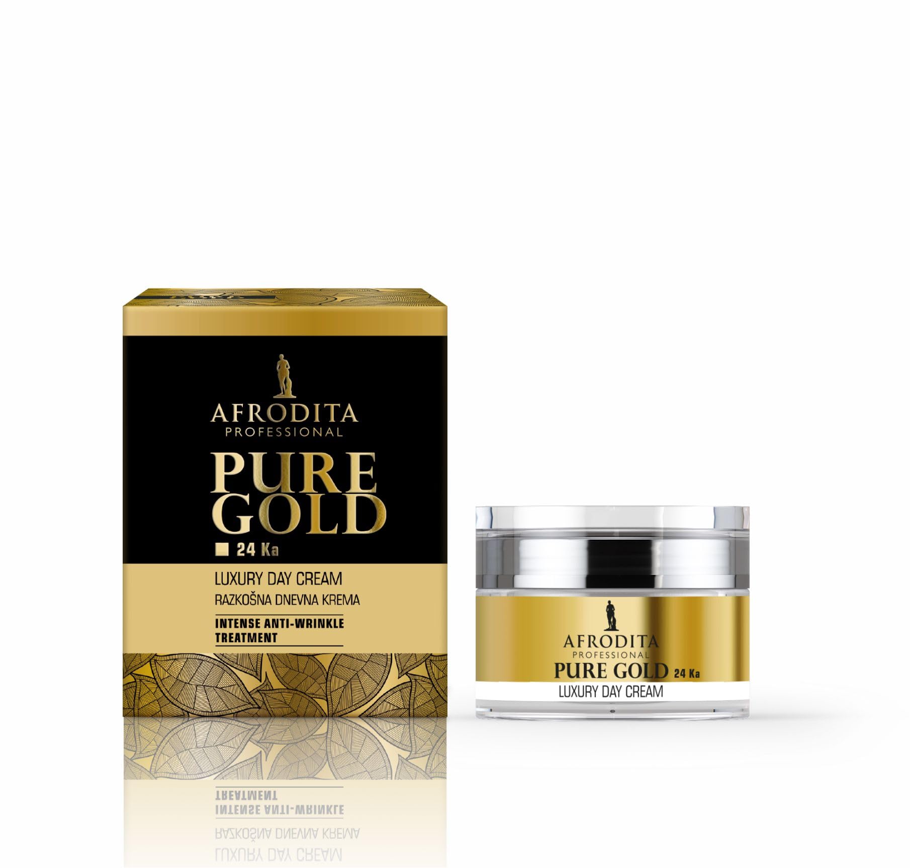 Afrodita Professional Pure Gold 24K Luxus Tagescreme, Anti-Aging Gesichtscreme für Damen, intensive Feuchtigkeit & Straffung für reife normale bis trockene Haut, vegan, 50 ml
