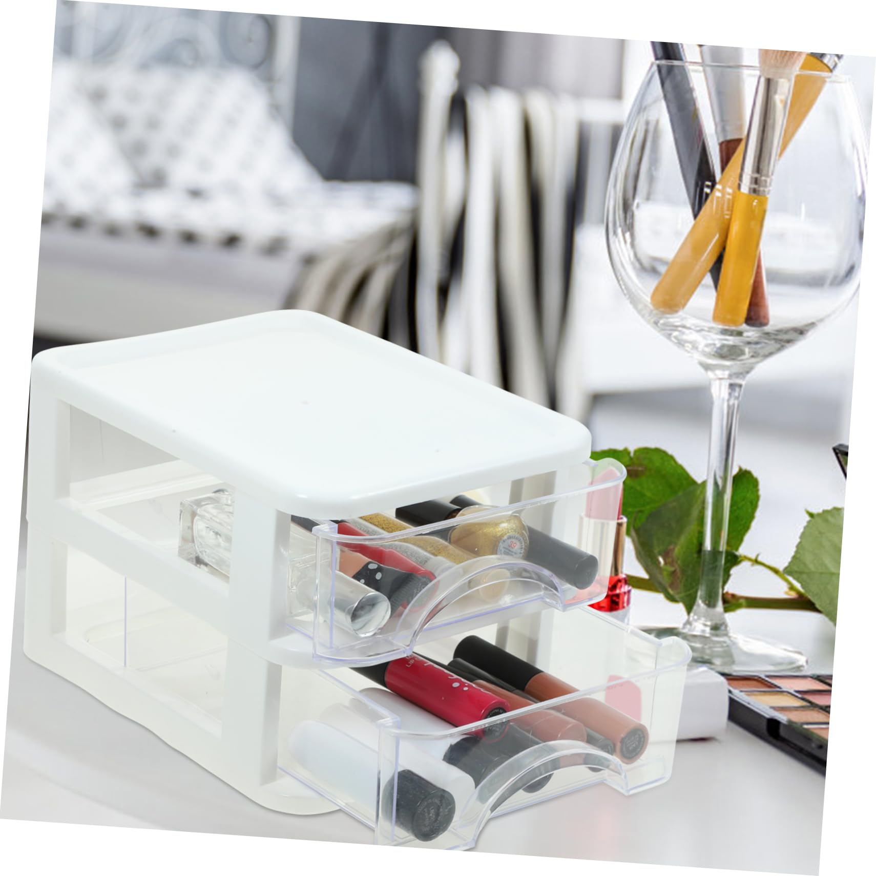 Organisateur de bureau multifonction en cuir synthétique, boîte de rangement pour cartes de visite, stylo, crayon, téléphone portable, télécommande, fournitures de bureau (bleu