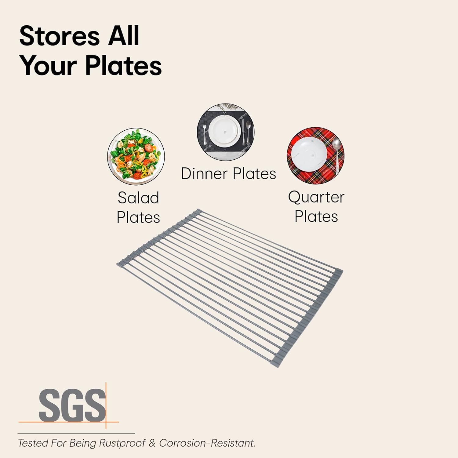 Over Sink Dish Rack | for Kitchen Organisation | Rust-Resistant and Anti-Slip | BPA-Free | 52cm (L) x 36cm (W) (1 Pc)