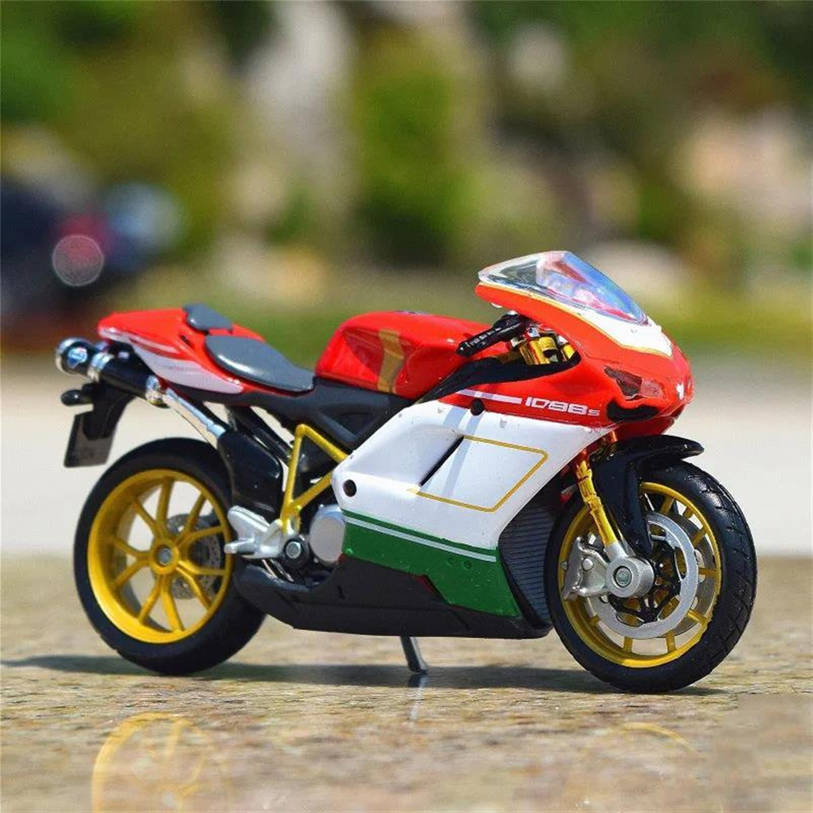 SEYXF Motorbike Toy 1/18 Motorcycle Model Simulation Alloy Toy for Ducati 1098S(with Foam Box)