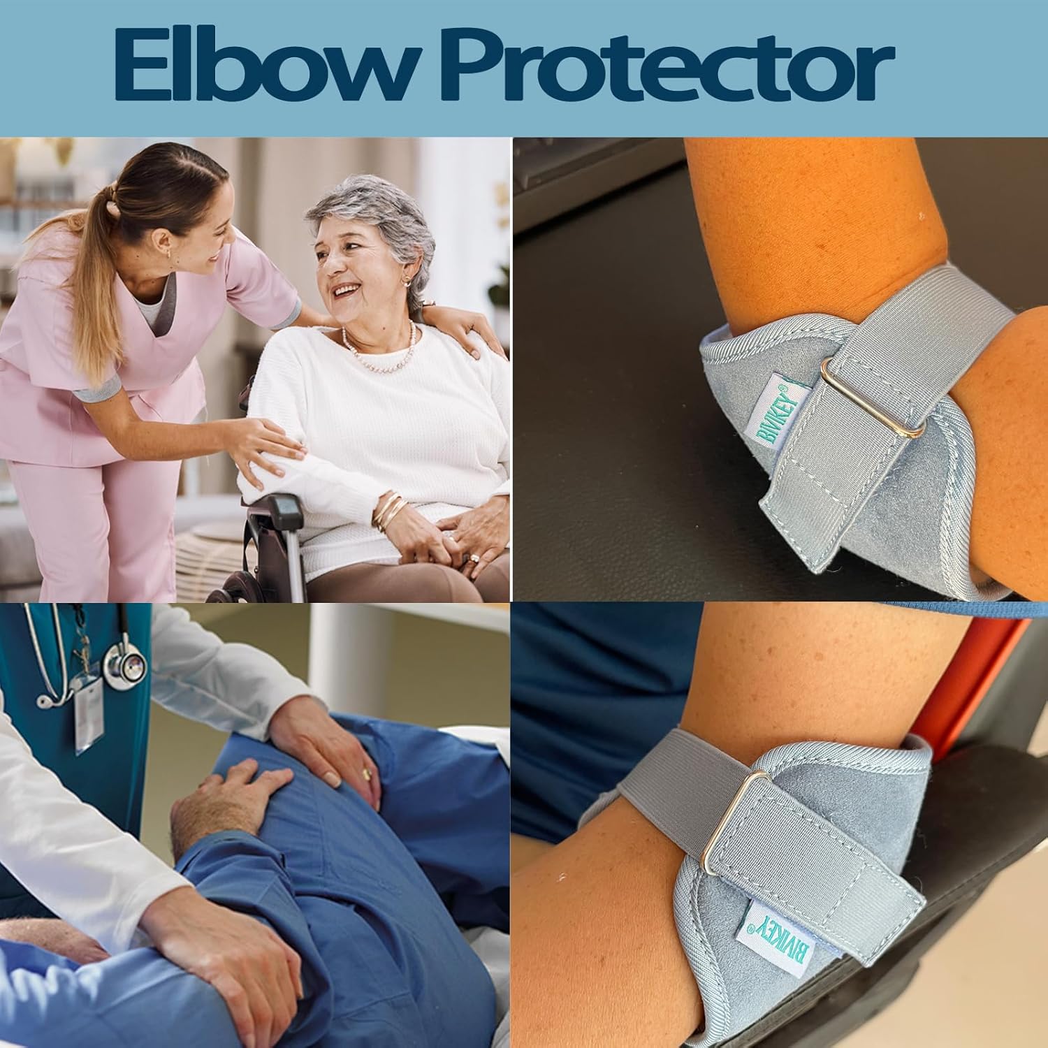 2 Pcs Australian Sheepskin Elbow Pressure Sores Protector Arm Pads Adjustable Suitable for Office Home Elderly Care and Medical Institutions Unisex Blue