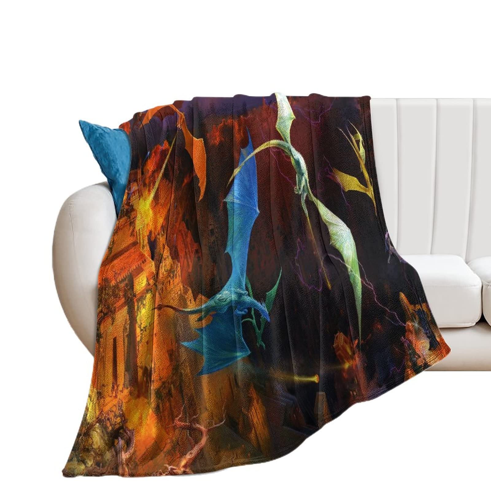 Couverture de dragon mythique jeté de canapé imprimé et doux 130x150cm