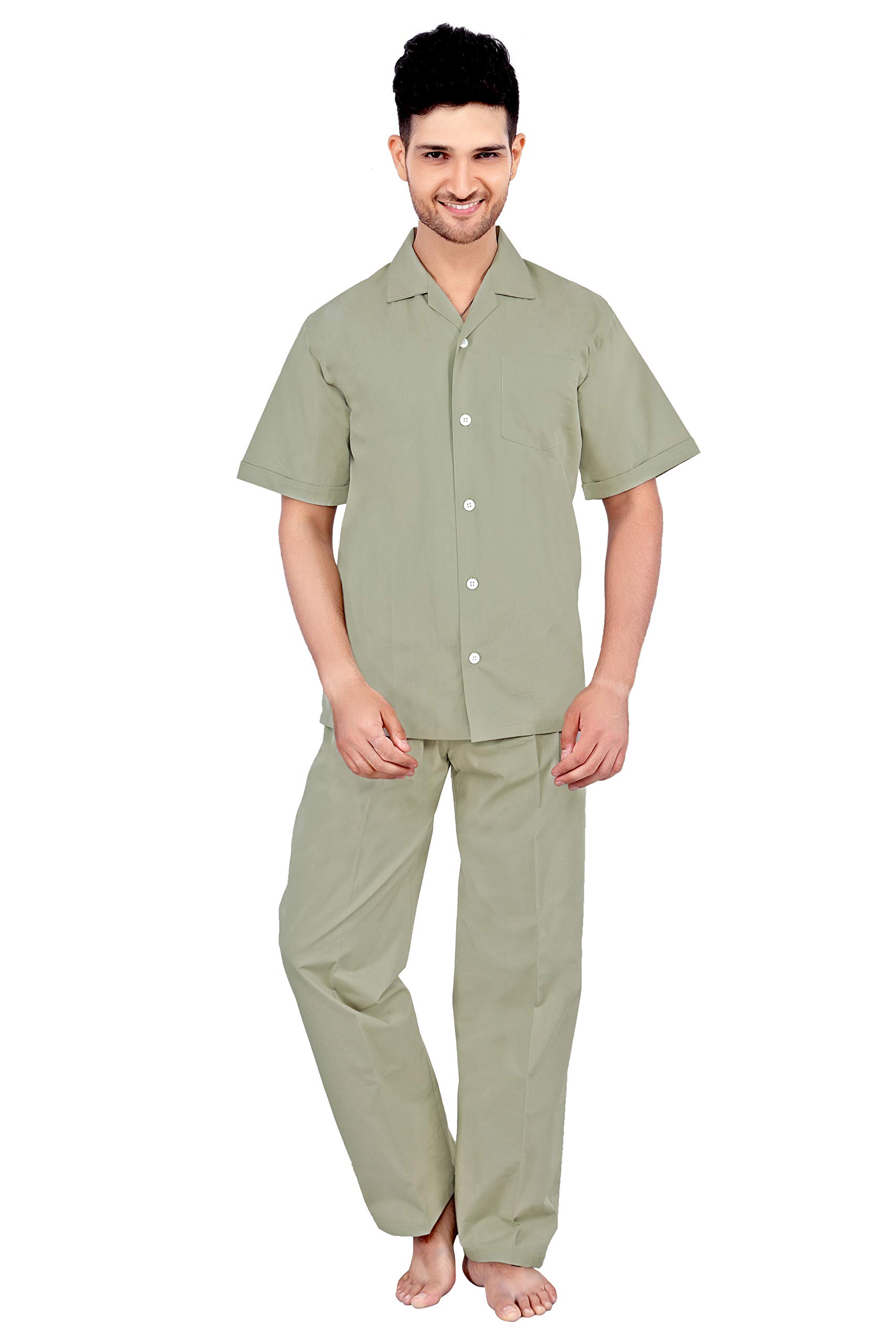 tatwam Men's Cotton Plain/Solid Top and Pyjama Set Pack of 1 (NS2533H_M_PISTA_Pista_Medium)-picture-28