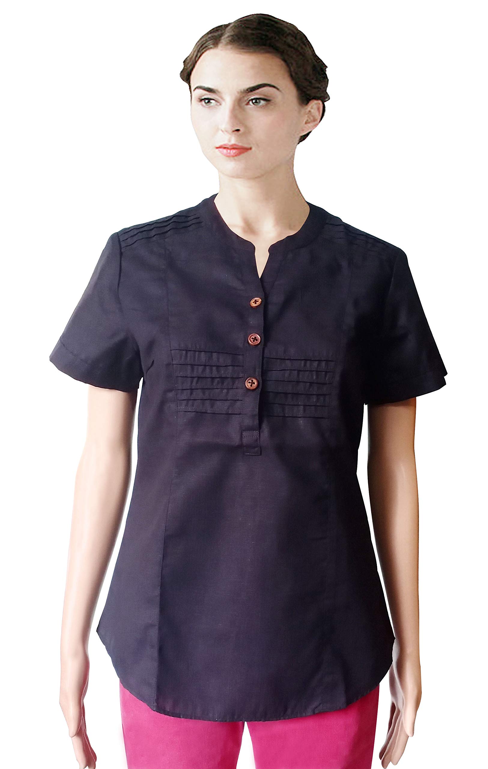 xunzoni Black Colour Linen top for Women-picture-54