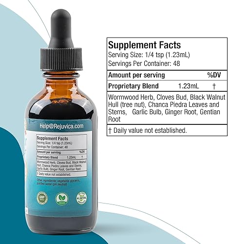 Miniatura 7 de IntestiClear - Suplemento avanzado de apoyo intestinal - Entrega de líquidos para una mejor absorción - Ajenjo, clavo, nogal negro, ajo y más