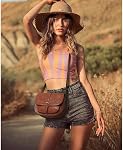 AFKOMST Sac à main pour les femmes Small Saddle Purse et Boho Cross body, Cuir Vegan