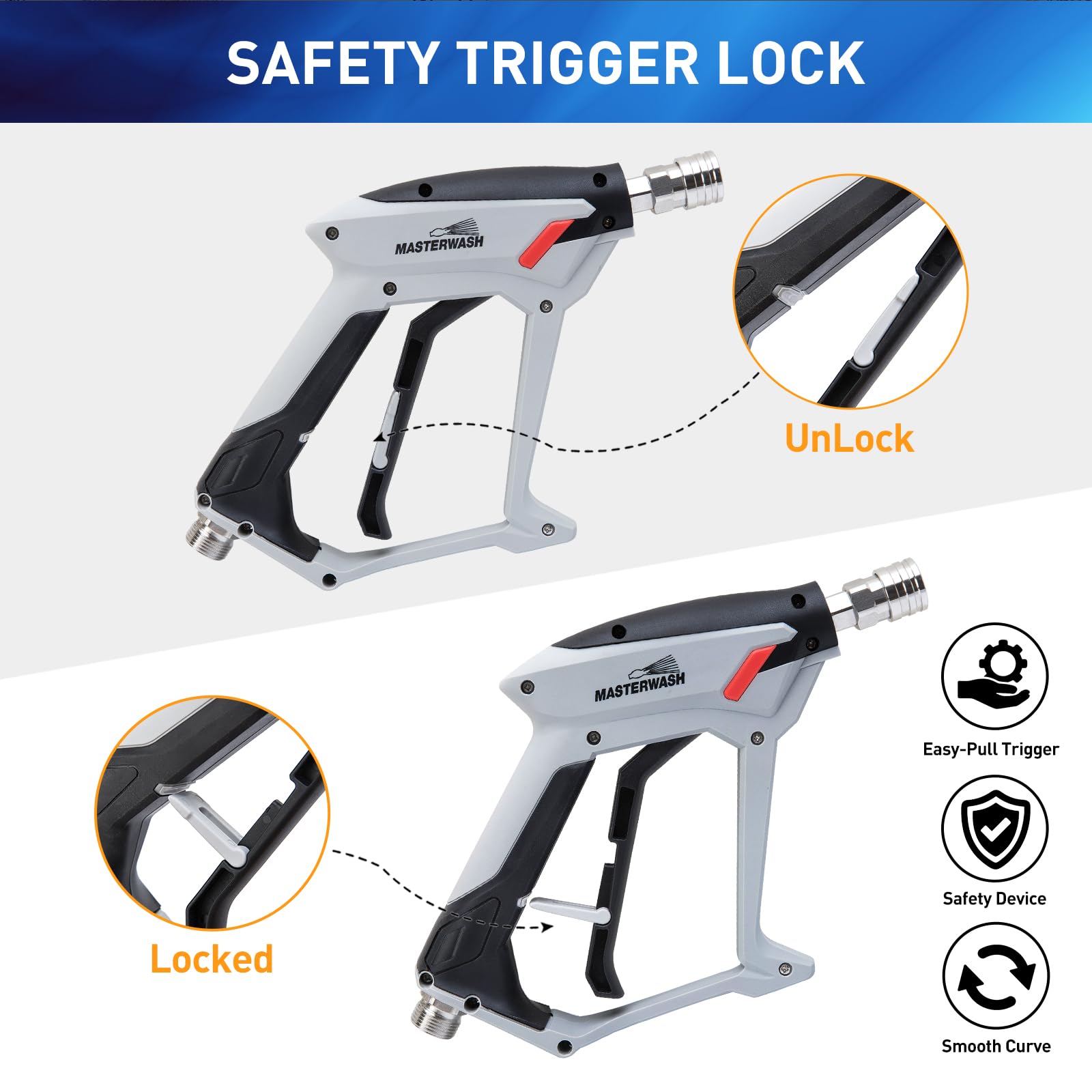 4000 PSI pistola per la lavatrice ad alta pressione con 5 punte dell'ugello d'acqua, accessori per la lavatrice a pressione a lancia corta, connettore per tubo M22 14MM per Karcher K1-K7
