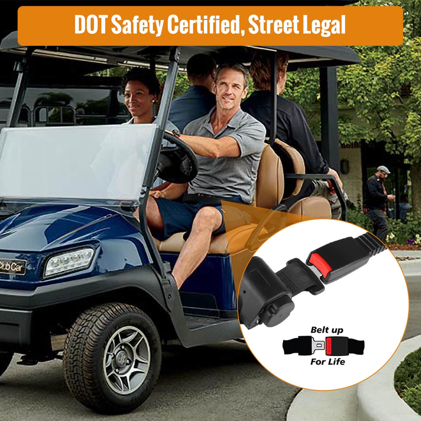 MOSNAI 61 Inch DOT Golf Car Seat Belt Kit for EZGO TXT Club Car DS Yamaha, Not Fit EZGO RXV, Club Car Precedent/Onward/Tempo and Yamaha G2, G9, G29 Drive, Drive 2