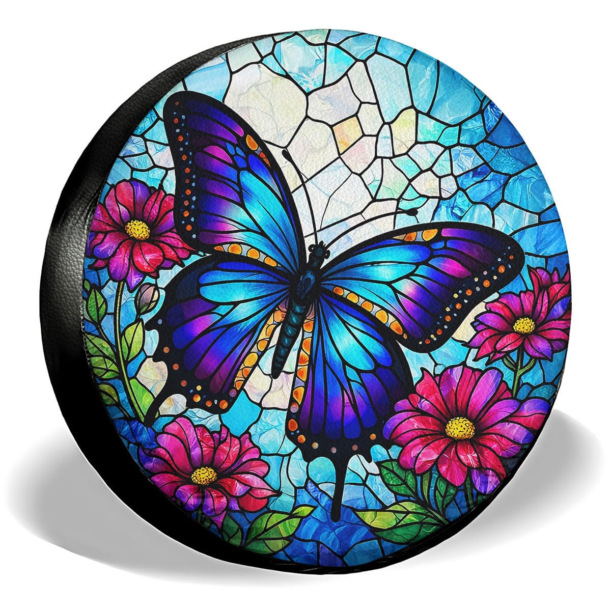 GENANY Purple Butterfly Father's Day PVC Spare Tire Cover for RV Trailer, Waterproof, Size 15 Fits 27-29 Inch
