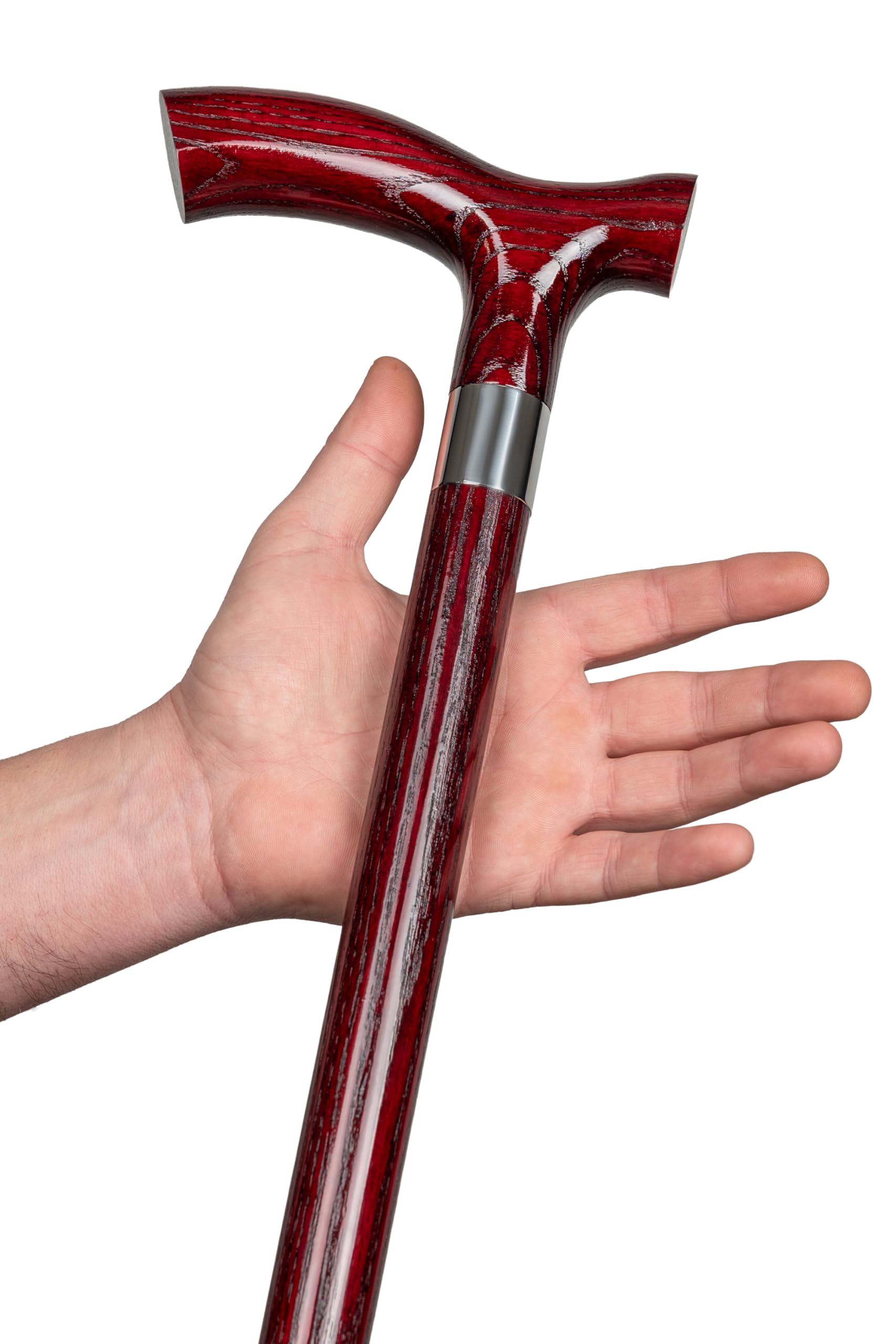 Dr. Watson Classic Fritz Walking Stick – Handcrafted Ash Wood Cane with Polished Stainless Steel Collar