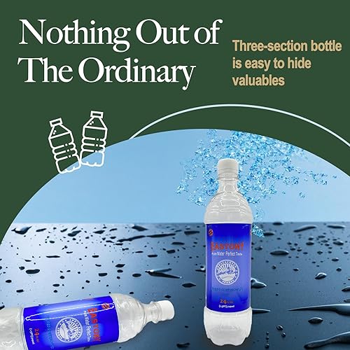 Miniatura 5 de Botella de agua con capacidad de 13.5 onzas, compartimento oculto definitivo para viajes, playa, automóvil, para almacenar objetos de valor como