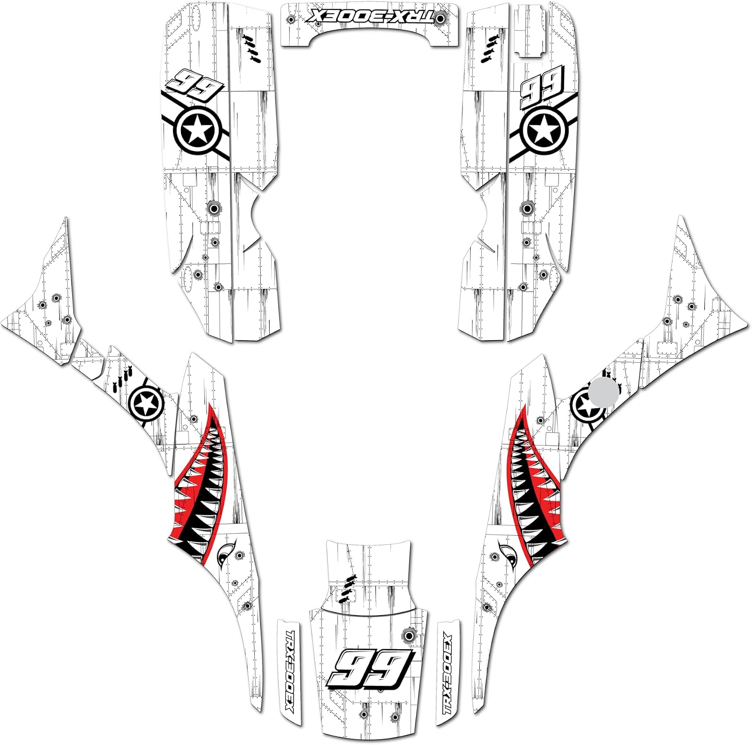 Graphics Kit for Honda TRX 300EX (1993-2006) Predator Series Red 16 Mil- ATV UTV Custom Racing Graphics Stickers Decals Kit, no-plastics