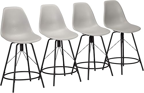 Miniatura 8 de Alunaune Juego de 4 taburetes de bar giratorios de 24 pulgadas, taburetes de altura de barra de mediados de siglo, sillas de bar modernas sin brazos
