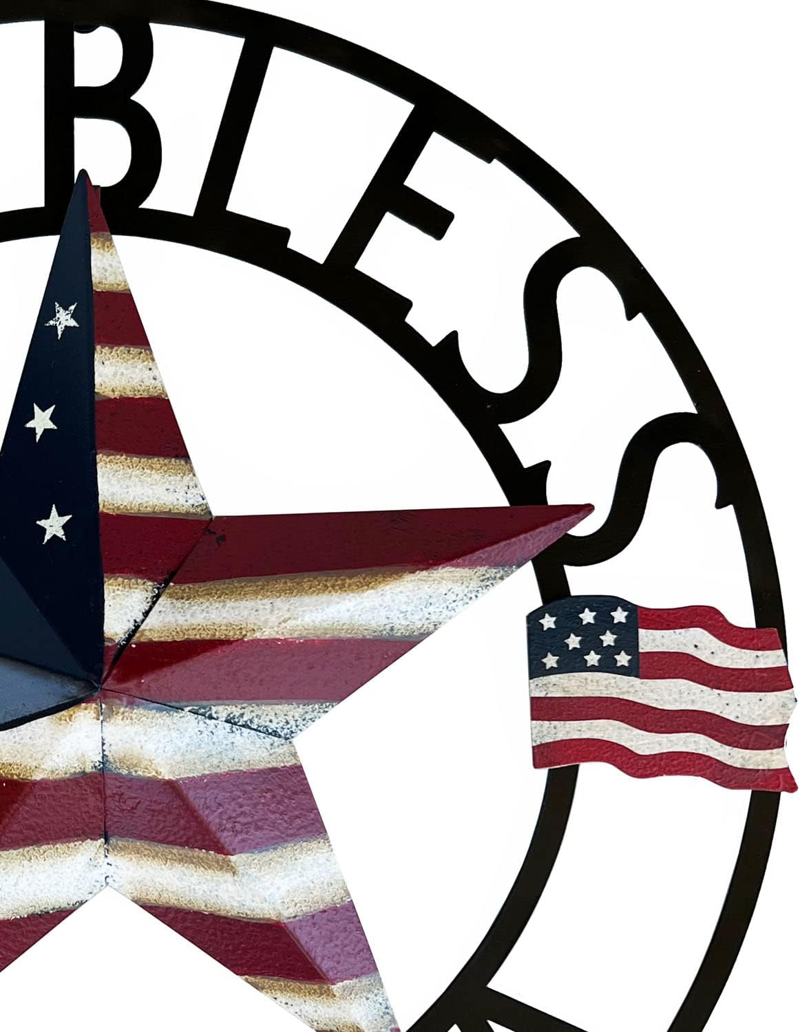 God Bless America USA Metal Star Hanging Welcome Home Signs Wall Decor 4th of July Patriotic Front Door Wreaths Hanger, Meta Flag Garden Fence Patio Front Porch Yard Indoor Outdoor Patriotic Decorations 13''H