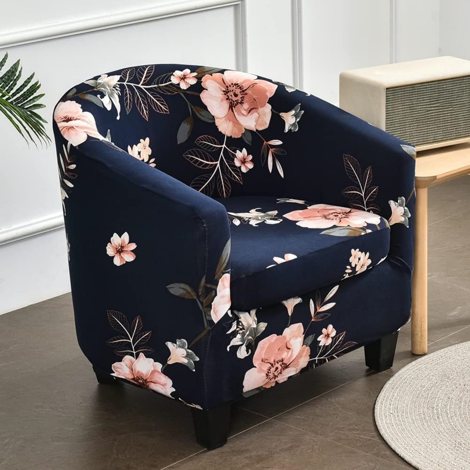 Highdi 2 Piezas Funda de Sillón Chesterfield, Cubre Sofá de 1 Plaza Elásticas Lavable Universal Antideslizantes, Fundas Protector de Butaca Elegante para Dormitorio, Contador (Azul Marino)
