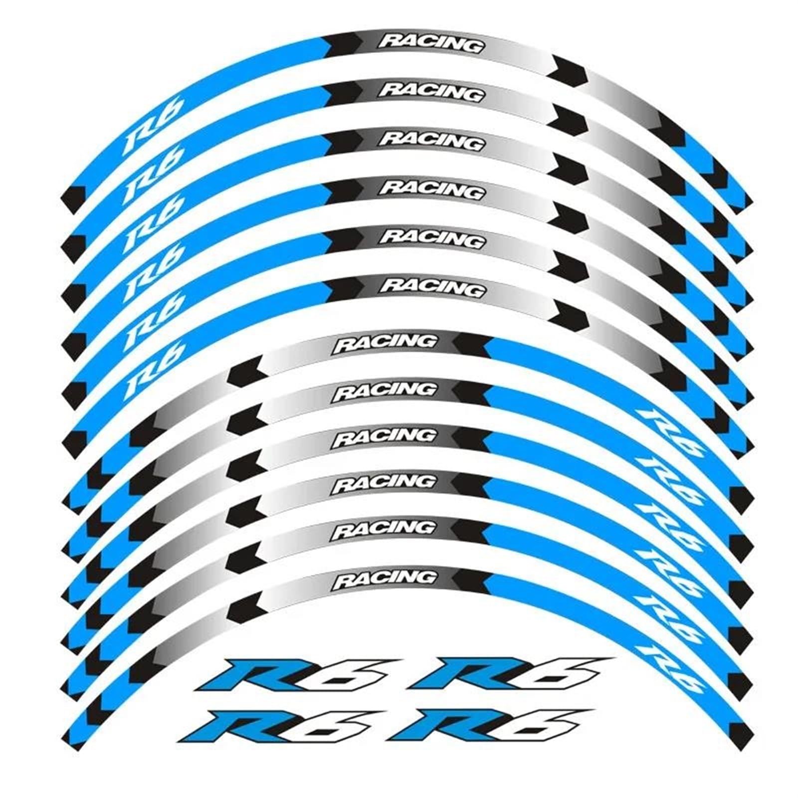 Stickers Motorcycle Wheel Stickers Night Reflective Decorative Rim for Yamaha YZFR6 YZF R6(Style 4)