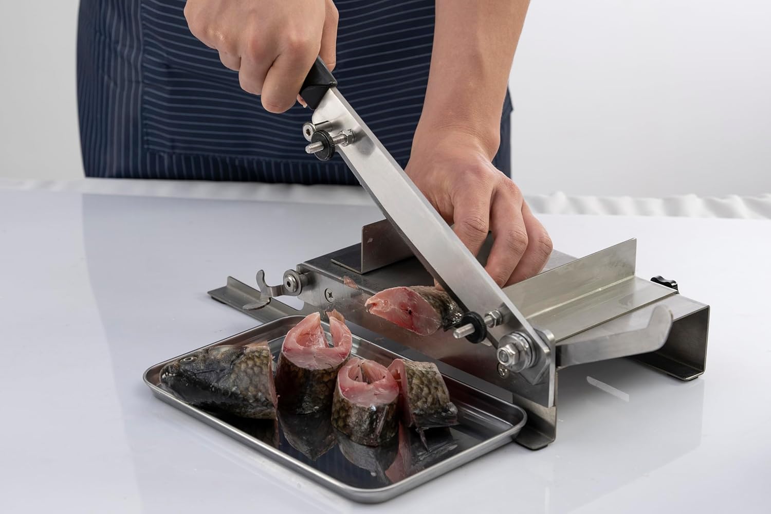 10inch Manual Meat Slicer - Heavy Duty Slicing Machine for Deli, Home, n BBQ - Frozen Meat Cleaver Knife Quick Prepare Ham, Bacon, Veggies, Herb, Root, Ginseng, Fish, Cheese, Ribs n Beef Jerky