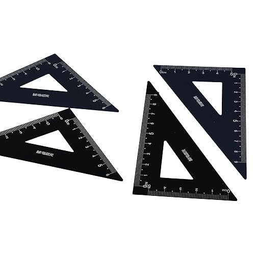 Miniatura 5 de Pokinge Juego de 2 reglas de escala triangular, regla de metal multifuncional, regla de medición matemática, herramienta de redacción, papelería