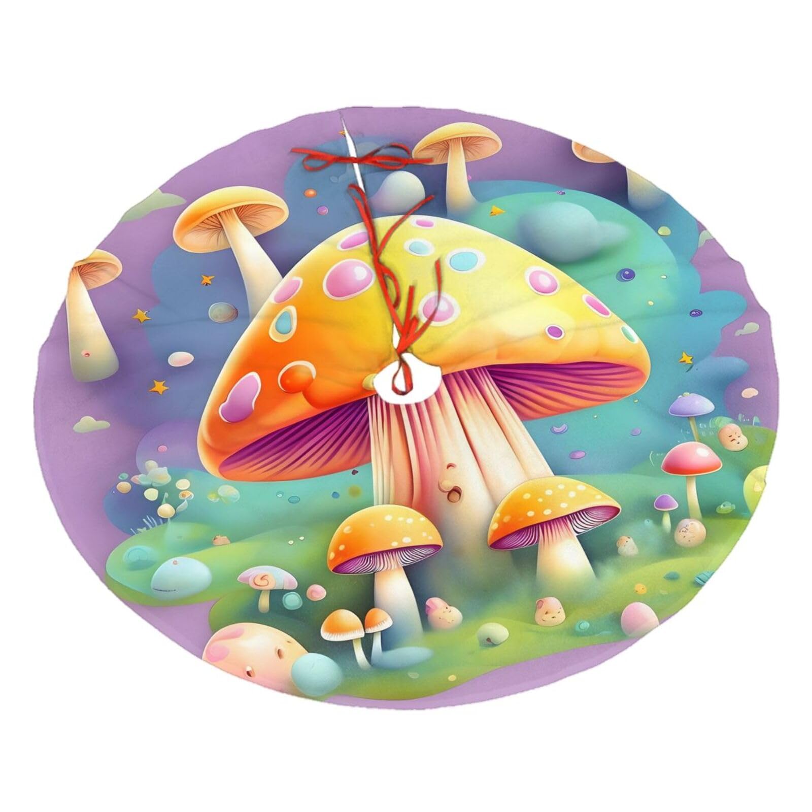 Fantasy Dream Mushroom Printed Christmas Tree Skirt Christmas Plush Tree Skirt 36 inches (about91 cm) ChristmasIndoor and Outdoor