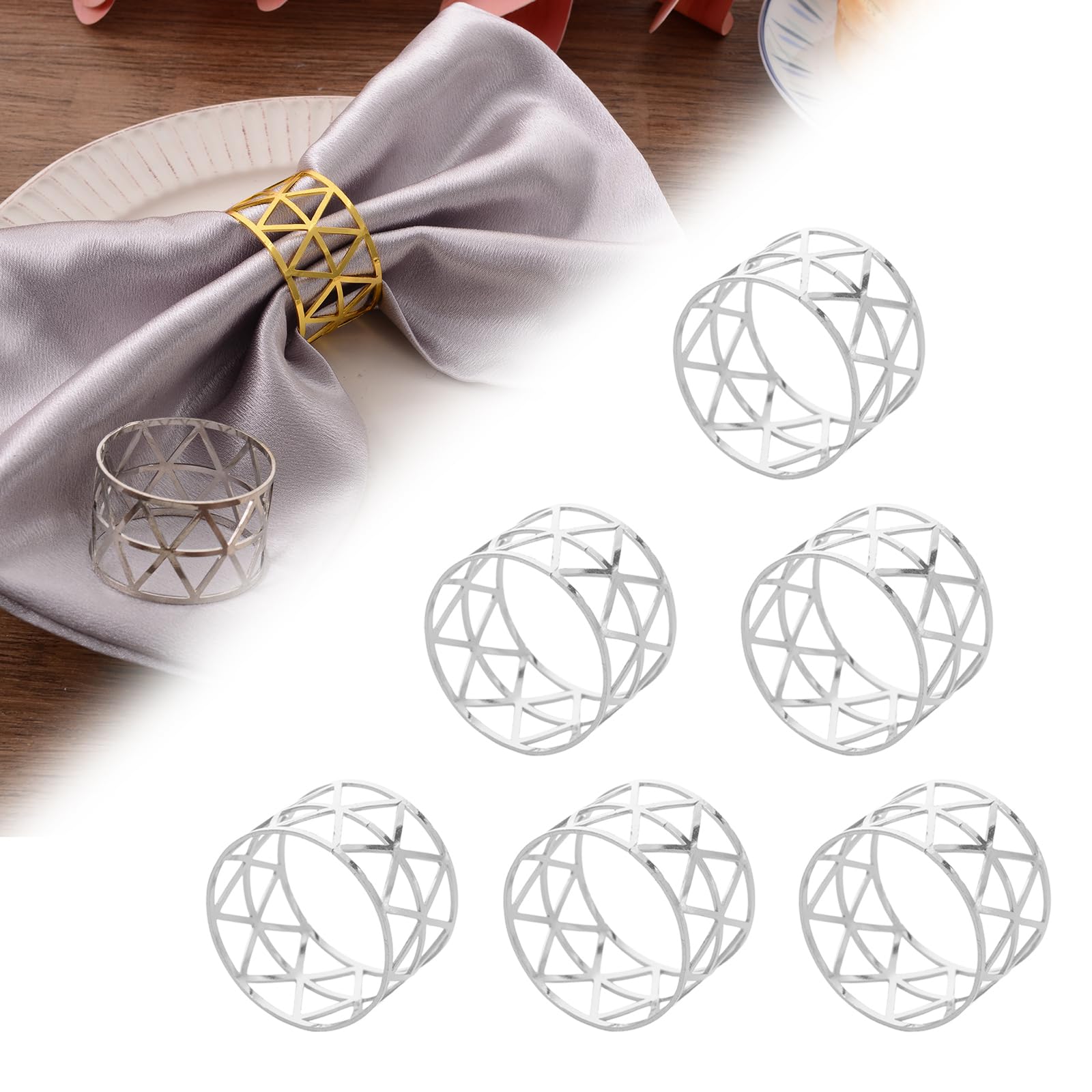 Silver Napkin Rings Set, Christmas Napkin Rings (20 PCS), no