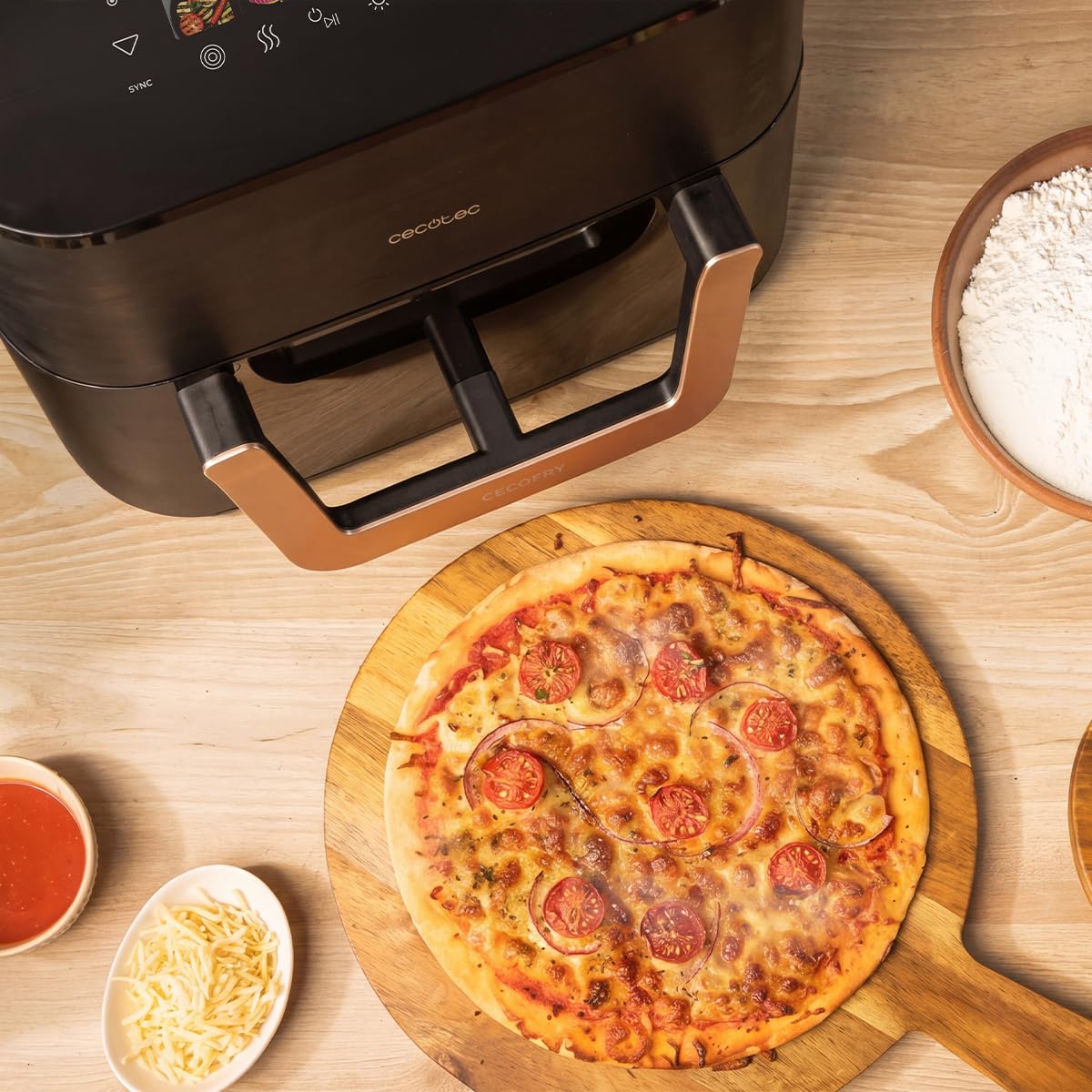 Cecotec Friggitrice ad Aria senza Olio 11 L Cecofry&Grill Smokin' 11000 Hot. 2800 W, Temperatura Regolabile 40-200 °C, 10 Menu, Piastra Grill, 3 Resistenze, Affumicatore Integrato, Air Fryer