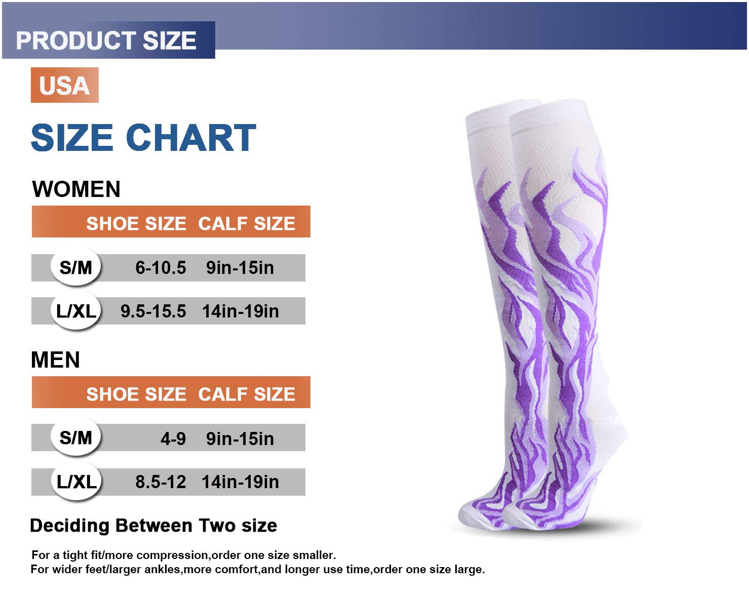Ranvi 1 works Compression Socks for Women&Men (20-30mmHg)- Best for Running,Travel,Cycling,Pregnant,Nurse,Edema,White Purple(L/XL) - Image 2