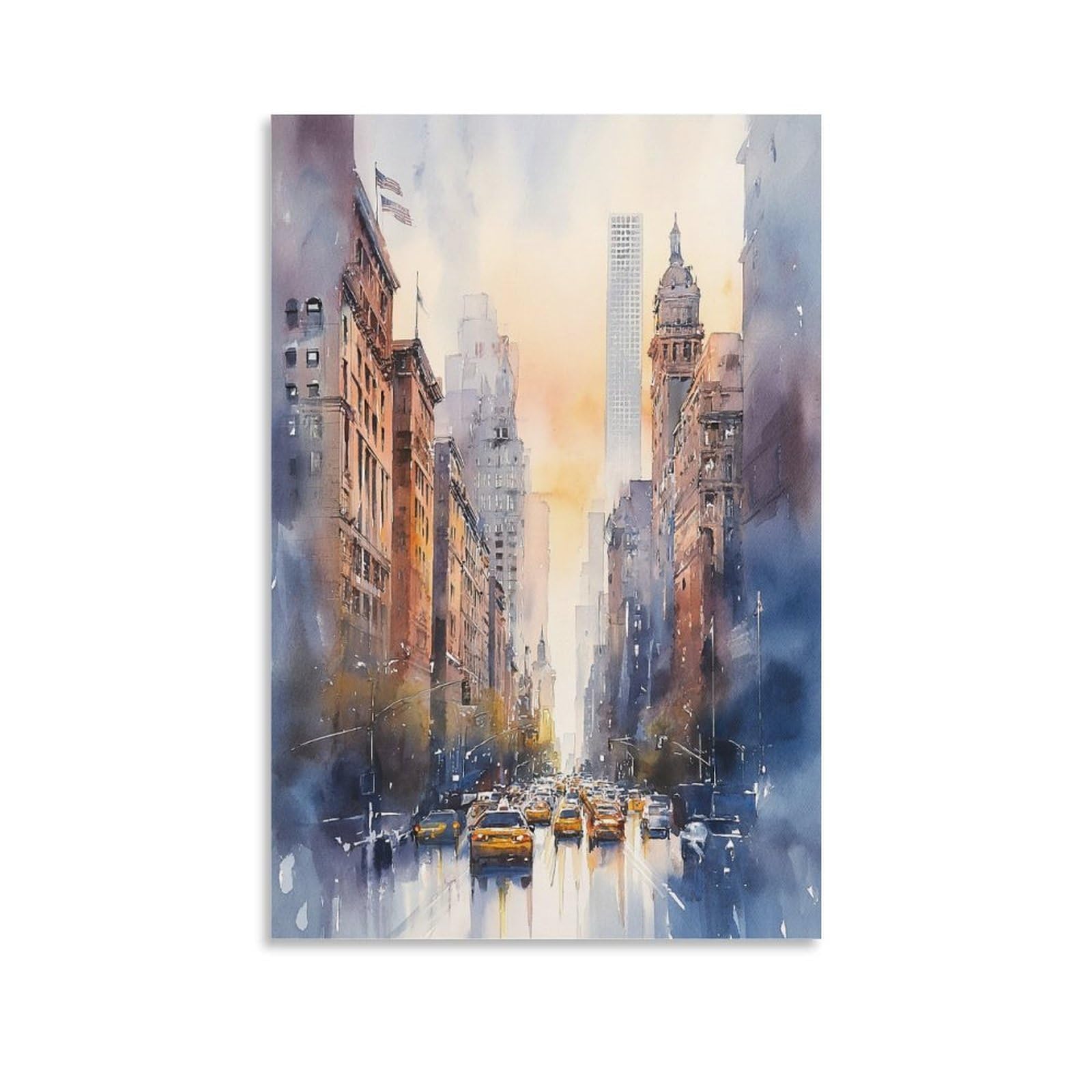 XWYMXZ Los Angeles Watercolor 20x30inch(50x75cm) Vintage Travel Poster Watercolor Canvas Art