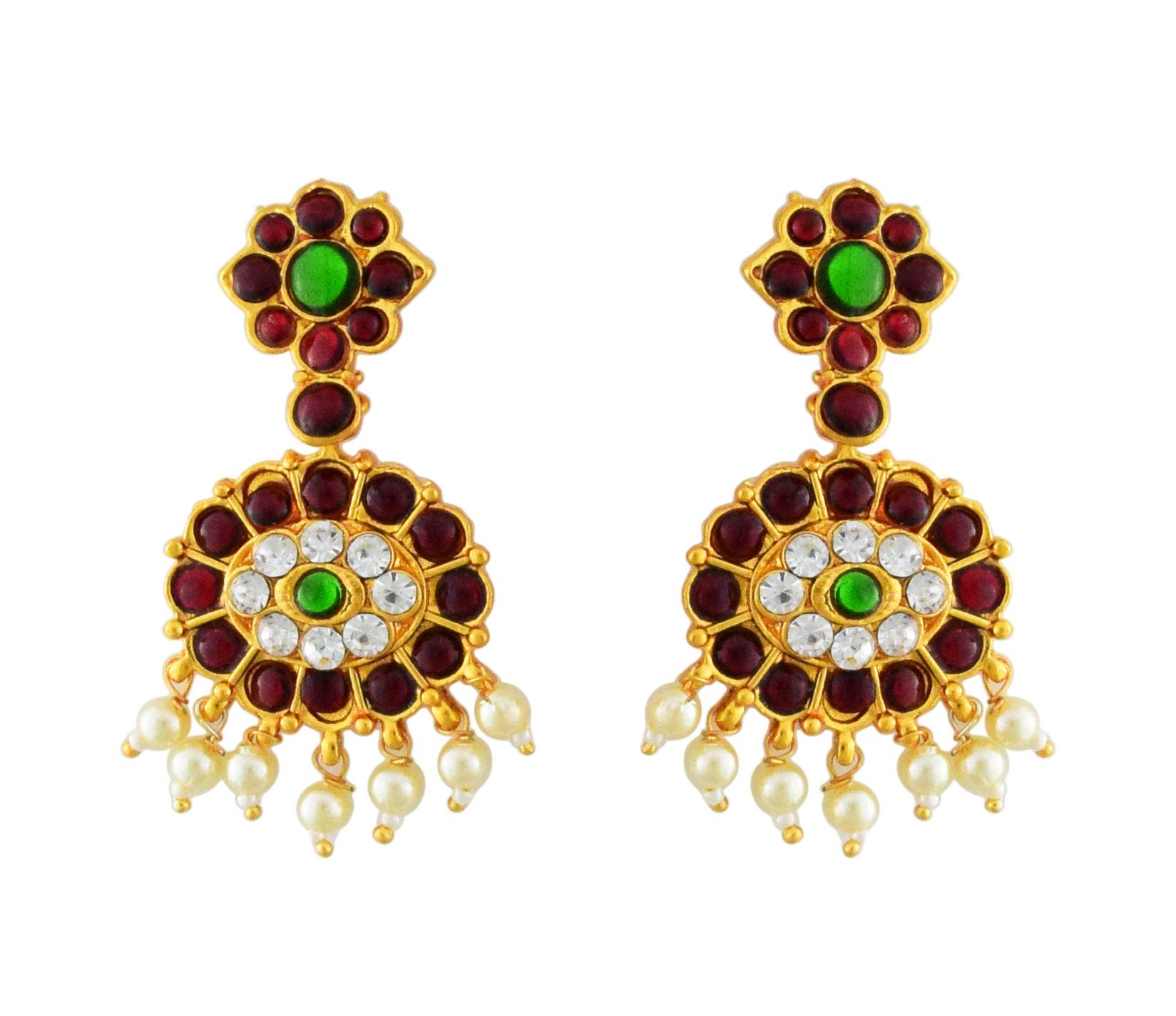UG PRODUCTS Bharatanatyam Dance Jewellery Earings Made with Green and Red Kemp Stones for Women (521) (B08KTTB474) Amazon Price History, Amazon Price Tracker